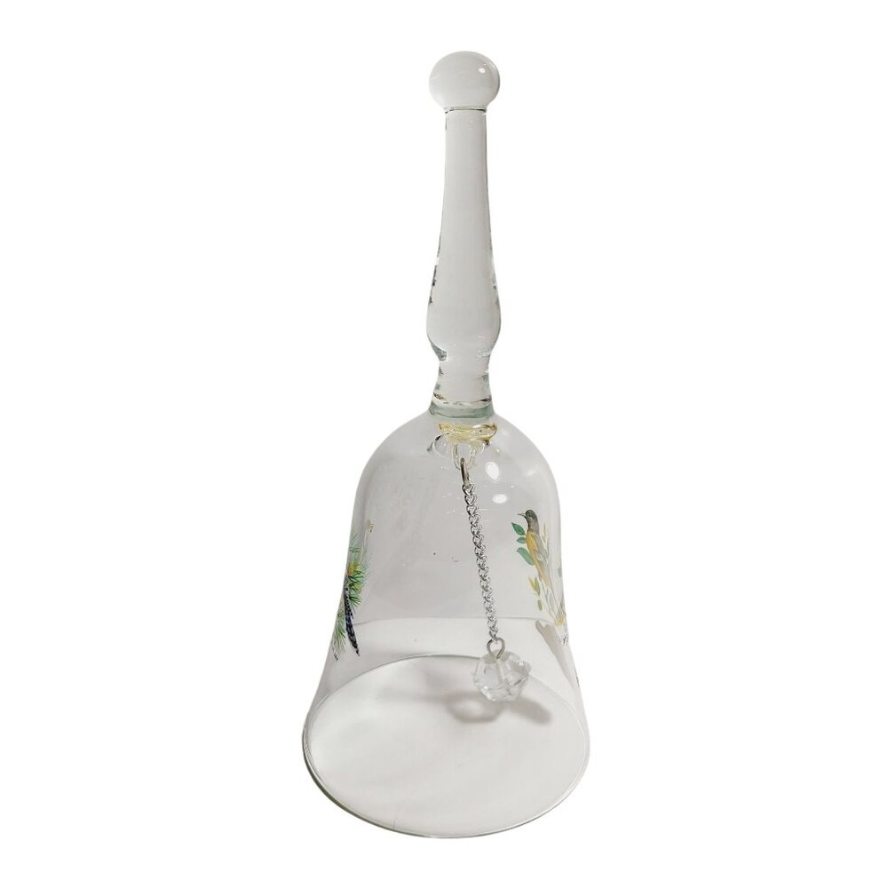 Baltimore Oriole & Blue Jay Crystal Table Bell Handmade West Virginia Glass - Picture 5 of 7